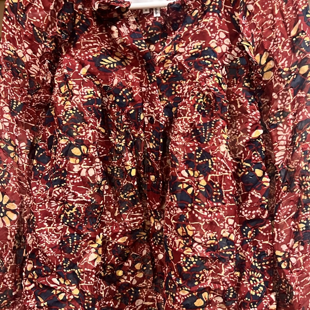 Bash Pullover Top With Burgundy Base. Small Flowe… - image 2